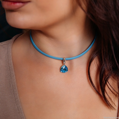 Колье Fiore Luna, Aquamarine / Sky Blue Leather